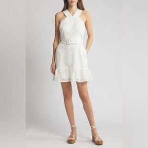 Ciebon Braylee Lace Eyelet Belted Sleeveless Minidress
